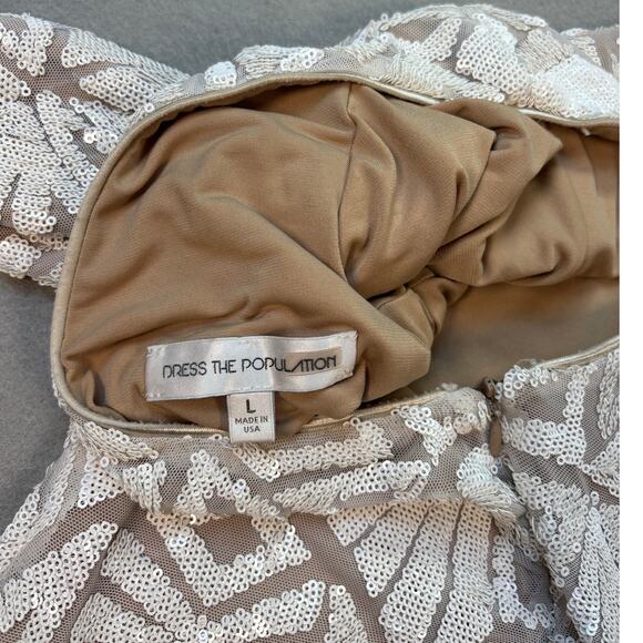 Dress the Population Lola White/Nude Low back bodycon sequin dress size M/L - Picture 7 of 8